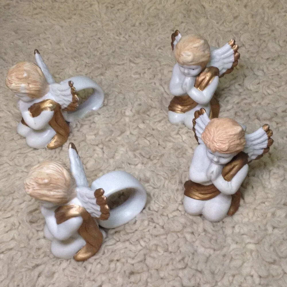 Dept 7, Porcelain Angel Napkin Holders; Christmas, Celebration, Traditional chic
